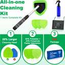 XINDELL Windshield Cleaner Tool Car Interior Window Cleaning Kit with Extendable Handle & 4 Microfiber Pads, Auto Wiper Inside Windshield Brush for Car & Home Windows