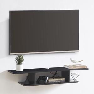 GHC Floating TV Stand, Wall Mounted Entertainment Center and Cabinet Shelf, TV Console with Storage, Media Console for DVD Player, Space-Saving Under TV Shelf for Bedroom, Living Room (Black) GHC Floating TV Stand, Wall Mounted Entertainment Center and Cabinet Shelf, TV Console with Storage, Media Console for DVD Player, Space-Saving Under TV Shelf for Bedroom, Living Room (Black)