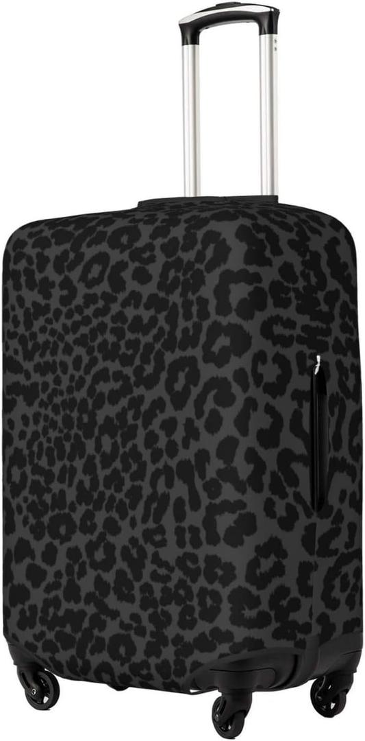 Black Leopard Travel Luggage Covers Elastic Washable Animal Texture Skin Suitcasee Protector Travel Suitcase Baggage Covers For Kid And Adult Travel Case, M (Fit 22-24 Inch Luggage