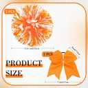 Hanaive 3 Pcs Cheerleading Pom Poms and Large Cheerleader Hair Bow Metallic Cheer supplies for Team Spirit Sports Dance Cheering(Orange Mixed White,Matte)