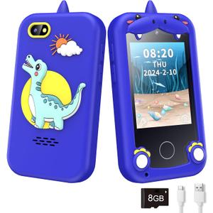 Kids Phone for Boys,Toys for 3-10 Year Old Boys Girls,Christmas Birthday Gifts for Girls,Toddler Smartphone Learning Toys,Kids Toys Play Cell Phones with Camera, Games, Music (Deep Blue)