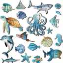Wesiti 20 Pcs Wooden Fish Wall Decor Beach Decoration Coastal Wall Art Nautical Fish Turtle Seahorse Ocean Walls Art Sea Life Themed Beach Decor for Home Vintage Ornament for Home Bedroom Decoration