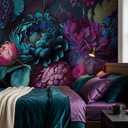 Bormia Dark Purple Floral Peel and Stick Wallpaper Peony Flower Wall Murals