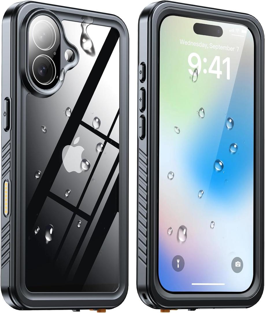 ANTSHARE for iPhone 17 Case, IP68 Waterproof Shockproof Case, [Built-in Screen Protector] - 12 FT Military Dropproof - Full Body Heavy Duty Rugged Phone Cover 6.3 inches - Black/Clear