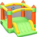 Outfunny Bounce House with Slide, Inflatable Bouncy House for Kids 3-12, Outdoor&Indoor, Bounce Area 8'x8', Capacity 400 lb - Green
