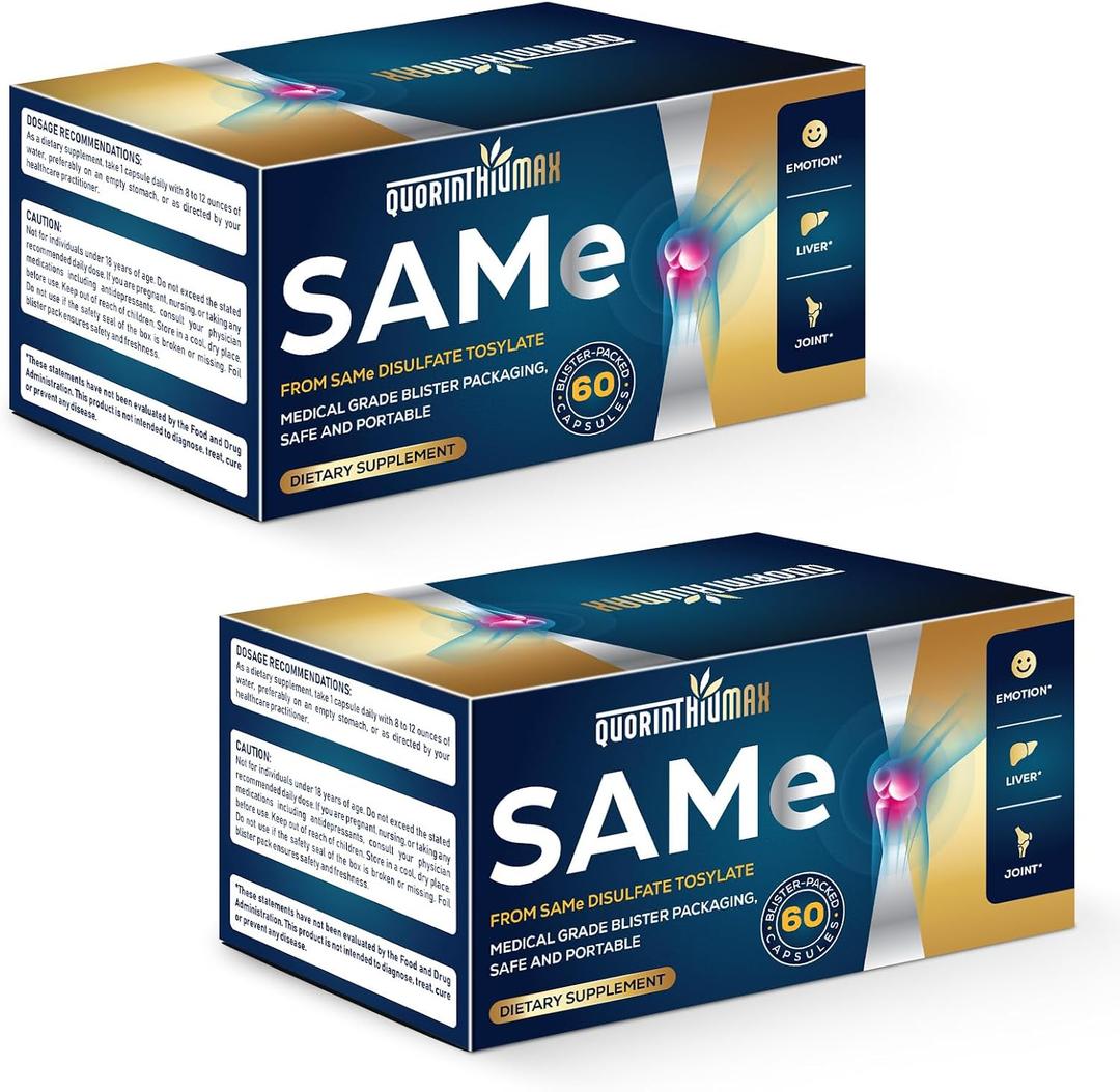 Quorinthiumax SAM e Supplement 500mg - Extra Strength SAM-e(S-Adenosylmethionine) for Mood, Liver & Join t | 25% More Potent Than 400mg SAM-e | Vegan | 120 Medical Blister Pack Capsules