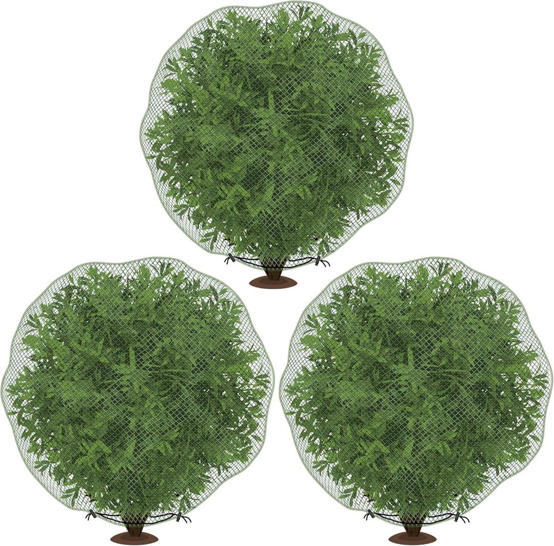 Codree 3 Pcs Deer Netting for Shrubs- 7.8 x 7.8 Ft Deer Plant Netting Cover- Reusable Garden Plants Mesh Netting to Protect Undershrub Plant From Deer, Birds and Other Animals