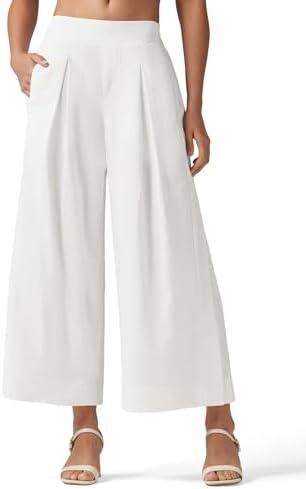 Willit Women's Linen Pants Wide Leg Casual Beach Summer Pants Palazzo Lounge Pants with Pockets, M