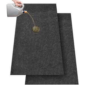 Datanly 2 Pcs 36 x 60 Inch Oil Spill Mat for Driveway Garage Under Car Leaks Absorbent Oil Pad, Black Rubber Mat Garage Floor Protecting with Waterproof Backing, Reusable, Washable, Non Slip