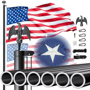 Flag Poles for Outside House, Heavy Duty 25 FT Flag Pole for 3x5 Flags Outdoor, American Flags for Outside with Pole Kit for Yard, Garden, Residential or Commercial (Black, 25 FT)