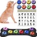 Dog Buttons for Communication,Talking Buttons for Dogs,8 Recordable Sound Buttons + 24 Scene Patterns + 1 Dog Button Mat+ 16 AAA Batteries30 Seconds Dog Buttons for Pet Sound Training Toy