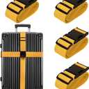Luggage Straps for Suitcases TSA Approved Travel Belt 4 Pack by Chelmon (Yellow)