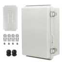 Waterproof Electrical Box with Mounting Plate, IP67 Junction Box Stainless Steel Latch Hinged Grey Cover Project Enclosure with Wall Bracket and 2 Glands 10.2" x 6.3" x 3.9"