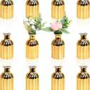 Christmas Gold Bud Vases, Small Bud Glass Vases For Centerpieces Set of 12 Golden Flower Vases For Wedding Home New Year Party Table Centerpieces Decor