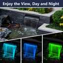 AquaMiracle Pond Waterfall Kit with LED Lights, All-in-1 Stainless Steel Spillway with 800GPH Water Pump, Outdoor Waterfall Fountain for Garden, Backyard & Pool Decor (18inch)