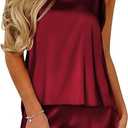 Ekouaer Womens Satin Silk Pajamas Back Split Tank Top and Shorts Silky Pj Set Sleepwear (A-wine Red) Size Small 