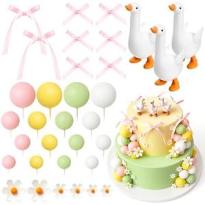 Bucherry 37 Pcs One Silly Goose Cake Topper One Silly Goose Birthday Decor 1st Birthday Toppers for Baby Shower Boys Girls First Bday Party Cake Decorations