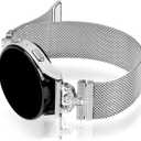 JOYOZY Magnetic Bands Compatible with Samsung Galaxy Watch 7/FE/5/6/4 40mm 44mm/Galaxy Watch 5 Pro 45mm/Galaxy Watch 4/6 Classic 42mm 46mm 43mm 47mm/Active2 Band,20mm D-shaped with Diamonds Mesh Strap (Silver)