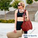 TOPDesign Travel Duffel Bag for Women, Puffer Gym Bag Sports Tote with Wet Pocket, Carry On Weekender with Luggage Sleeve (Maroon)