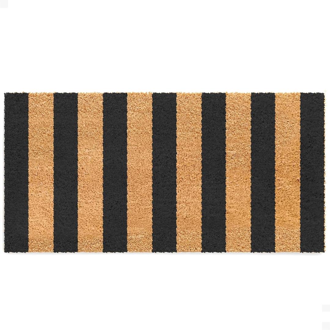 THEODORE MAGNUS Door Mat - Welcome Mat for Front Door with Non-Slip Backing - Durable Coir Doormat - Perfect for Outside Entrance and Entryway Matt - Outdoor/Indoor - Right Stripes - 24" x 48"