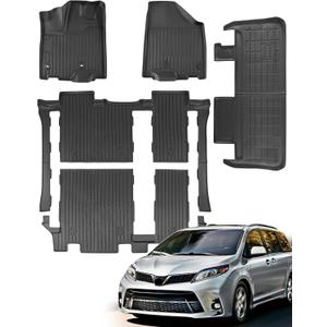 for Toyota Sienna 2020-2013 8 Seater Floor Mats Cargo Liner Trunk Carpet All Weather Heavy Duty TPE Waterproof Anti-Slip Tech Mats for Toyota Sienna 2014 2015 2016 2017 2018 2019 Accessories