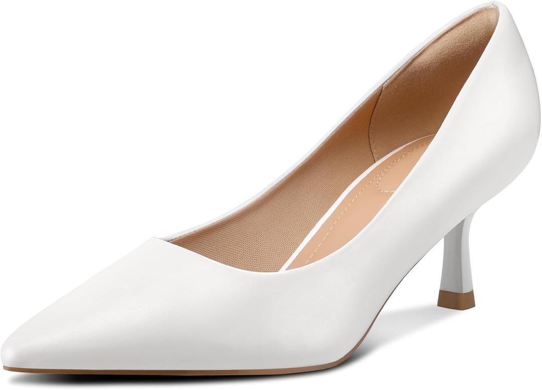 mysoft Kitten Heels for Women Low Heel Pumps 2 Inch Closed Toe Wedding Dress Shoes (8)