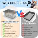 Low Entry Stainless Steel Litter Box for Small Cat, Metal Kitty Litter Boxes for Kittens Injured Cats, Shallow Litter Pan for Small & Medium Pets, Easy to Clean, Non-Stick, 17.7"Lx13.8"Wx5.9"H