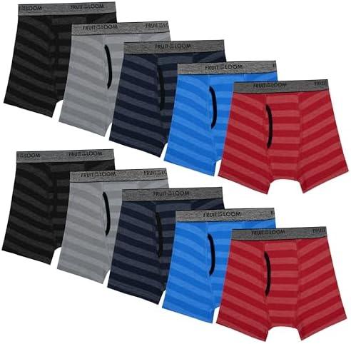 Fruit of the Loom boys And Toddler Boxer Briefs, Tag Free & Breathable Underwear, Assorted Color Multipacks Medium 10 Pack