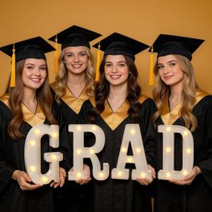 Graduation Decorations Grad Light up Letters Class of 2026 Decorations College Preschool Kindergarten High School Grad Party Decor Centerpieces LED Letters Sign Tables Wall Decor