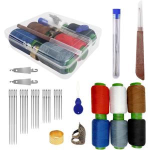HaBuVoi Steel Needles for Hand Sewing,Big Eye Steel Needle Set,39 Pc Set -Transparent Box,25 Hand Sewing Needles,6 Colors Thread,3 Threading Needle,Suture Remover,Daily Repair & DIY Craft