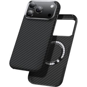 Aramid Fiber for iPhone 17 Pro Max Case Black/Grey(Twill), Compatible with MagSafe,Slim & Light, Case-Less Touch Feeling