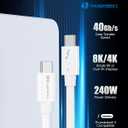 Cable Matters [Intel Certified] 40Gbps Thunderbolt 4 Cable 3.3ft with 8K Video and 240W Charging in White - 1m, Compatible with USB4, Thunderbolt 3 Cable and USB-C