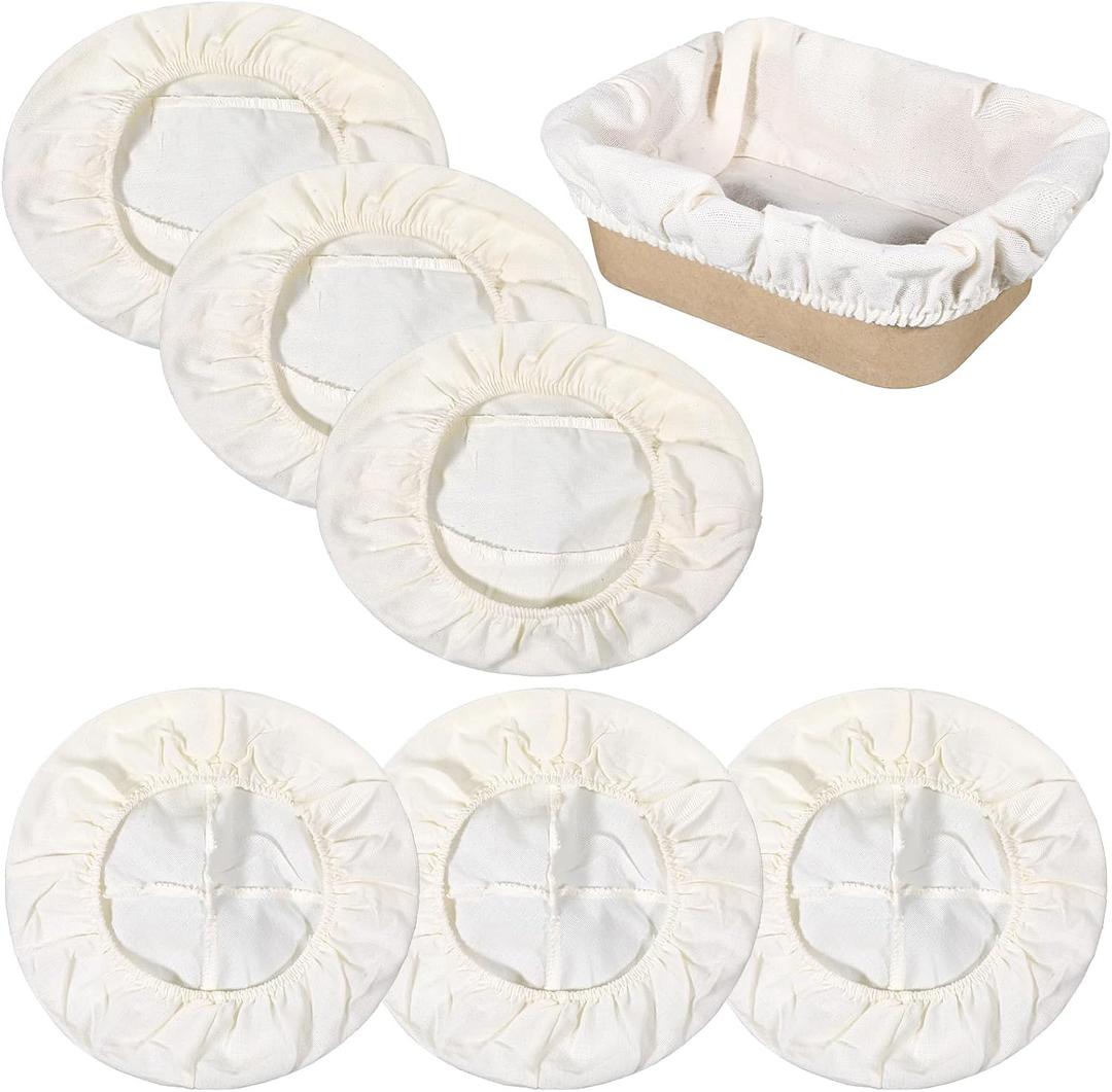 6 Pcs Banneton Liners, Banneton Covers 10 inch Bread Proofing Basket Liner, Reusable Natural Rattan Liners Cloth Sourdough Cover for Bakery Home Baking, 3 Round & 3 Oval Sourdough Proofing Covers