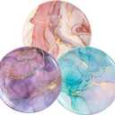 UNK U 10.5-Inch Marble Melamine Plates Set of 6, Modern Marble Dinner Plates with Gold Accents, Dishwasher Safe Decorative Plates for Wedding, Party & Everyday Dining