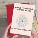 2 x Funny Wedding Card for Bride and Groom, Engagement Card with Map, Newly Weds, Bridal Shower Gifts