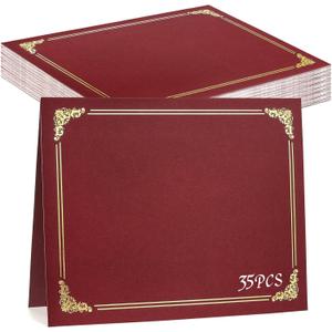 35Pcs Certificate Holders Diploma Covers Single Sided Gold Foil Border Award Certificate Covers for Letter Size 8.5x11 Certificates Cardstock Document Papers Storage Organizer (Maroon)