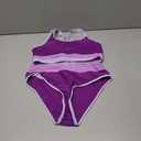 Girls Swimsuit Two Piece Bikini Sets Color-Block Adjustable Straps Bathing Suit Girls Swimwear 9-16Y (15-16 Years, Purple)