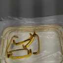 3 Pack Serving Tray with Handles, Stackable Reusable Trays for Serving Food, Plastic Serving Platters for Party, Charcuterie, Fruit, Appetizer, Cream Gold