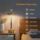 Cordless Table Lamp Rechargeable, 5200mAh Battery Operated Table Light, 3 Color Stepless Dimming Portable Outdoor Touch Lamps for Patio Dining Office Bar Restaurant Hotel (Gold)