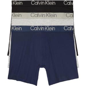 Calvin Klein Men's Ultra Soft Modern Boxer Brief (Medium, Black, Blue Shadow, Grey Heather)