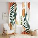 Mid Century Modern Curtains Set Thick Cotton Boho Curtain Blackout for Bedroom Bohemian Style Decor Window Leaf Print Classical Drapes for Living Dining Room, 2 Panels, W5272" L (2 Panels, W52  L72)