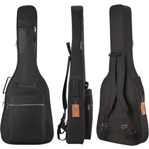 41 Inch Acoustic guitar Bag 0.35 Inch Thick Padding Water Resistent Dual Adjustable Shoulder Strap Case,40 Inch Guitar gig Bag with Back Hanger Loop case