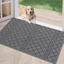 REFETONE Indoor Doormat, Front Back Door Mat 20"x32" Absorbent Rubber Backing Non Slip Door Mats, Low-Profile Resist Dirt Entrance Rugs, Machine Washable Door Rug Inside Floor Mat for Entryway, Grey (20"x 32", Dark Grey)