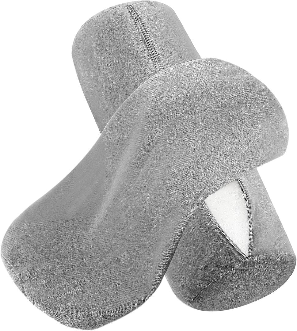 Prasacco 2 Pcs Cervical Neck Roll Pillow Cover with Zipper, Round Pillow Covers Soft Neck Roll Pillow Cover Comfortable Pillowcases for House Home Decor Cylindrical Pillow Cushion(Gray, 16 x 6 Inch) (Grey)