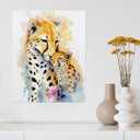 ANMOGID Wall Art Canvas Heartwarming Cheetah Family Watercolor Posters Modern Aesthetic Decor Prints for Bedroom Living Room Office with Premium Fade Resistant Canvas 11x14inch(28x35cm) (11L" x 14W")