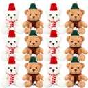Hungdao 12 Pcs Valentine Bear Stuffed Animal Plush Toys Bulk 9.84 Inch Small Cute Bear with Heart Adult Gifts for Girlfriend Birthday Party Wedding Mother's Day