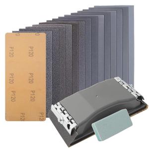 KENDO 44pcs Sandpaper Variety Pack Sandpaper 14 Grits Assorted for Wood Furniture Finishing, Metal Sanding and Automotive Polishing, Wet Dry Sandpaper