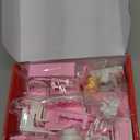 Dollhouse Furniture Set, Complete Room Collection with Kitchen, Dining, Living Room, Bedroom and Bathroom Accessories, Plastic (36-Piece Pink)