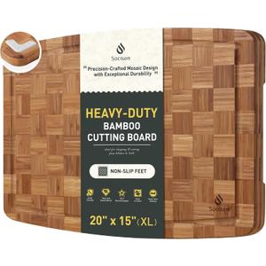 Extra Large Bamboo Cutting Board Non Slip Over Sink Kitchen Wooden Cutting Board 2025 First Apartment Essentials New Home Must Haves Accessories House Warming Decor Housewarming Hostess Host Gifts, 20*15in