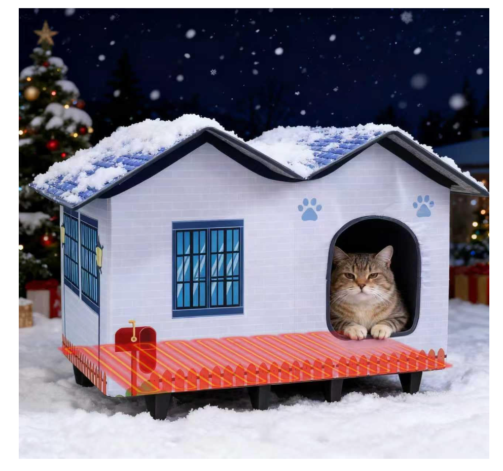 Heated Cat Houses for Indoor/Outdoor Cats with Elevated Heated Cat Bed Waterproof Providing Safe Feral Cats, Easy to Assemble